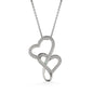 14K White Gold - Beautiful 2 Hearts Necklace With Meaningful Message Card - Gift To Mom