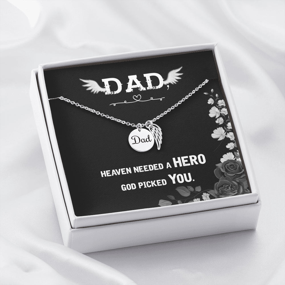 Angel Wing RIP Dad Necklace - Gone But Never Forgotten - Rest In Peace Dad Necklace - Fathers Death Quote