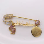 Big Stainless Steel مشألة Mashallah in Arabic Fashion Hijab Style Pins Brooch Ayatul Kursi