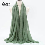 Shop Buy Best Beautiful Islamic Muslimah Style Crinkle Cotton Green Hijab Fashion Shawl Scarf Online Store For Muslim Women