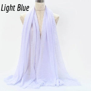 Shop Buy Best Beautiful Islamic Muslimah Style Crinkle Cotton Light Blue Hijab Fashion Shawl Online Store For Muslim Women