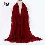 Shop Buy The Best Beautiful Islamic Muslimah Style Crinkle Cotton Red Hijab Fashion Shawl Scarf Online Store For Muslim Women