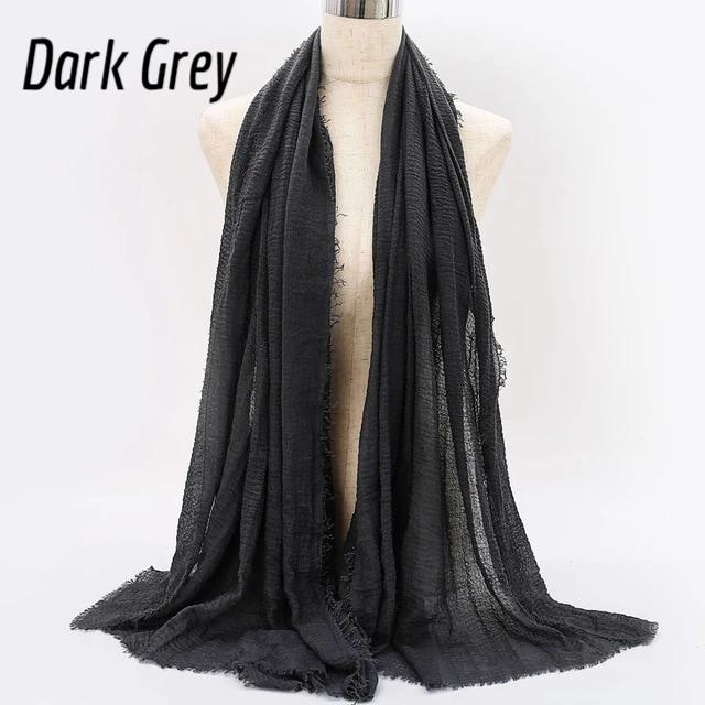 Shop Buy The Best Beautiful Islamic Muslimah Style Crinkle Cotton Dark Grey Hijab Fashion Shawl Online Store For Muslim Women