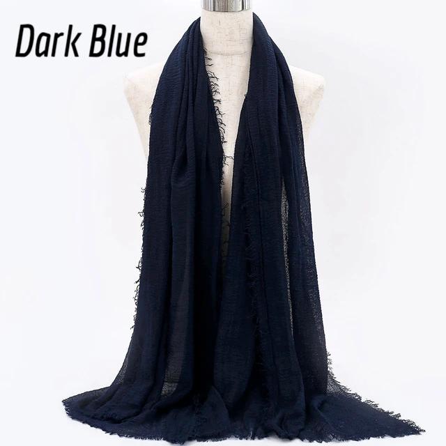 Shop Buy The Best Beautiful Islamic Muslimah Style Crinkle Cotton Dark Blue Hijab Fashion Shawl Online Store For Muslim Women