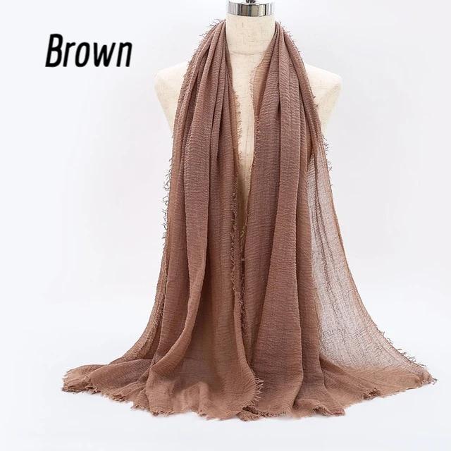 Shop Buy Best Beautiful Islamic Muslimah Style Crinkle Cotton Brown Hijab Fashion Shawl Scarf Online Store For Muslim Women