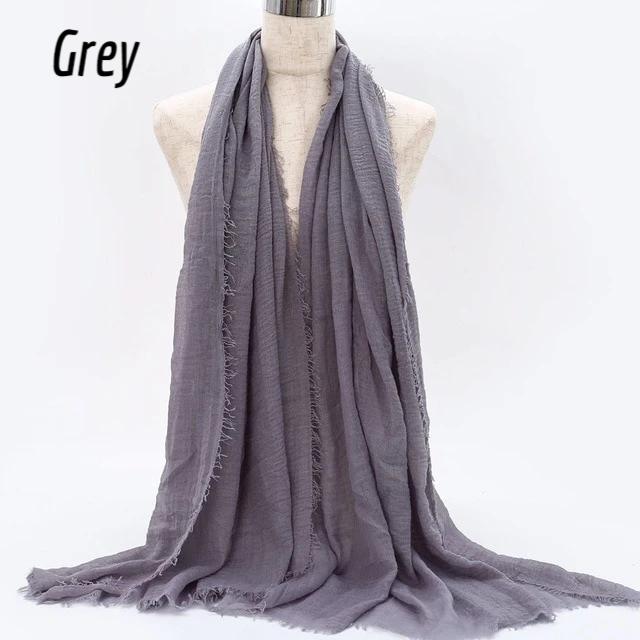 Shop Buy Best Beautiful Islamic Muslimah Style Crinkle Cotton Grey Hijab Fashion Shawl Scarf Online Store For Muslim Women