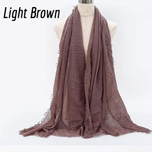 Shop Buy Best Beautiful Islamic Muslimah Style Crinkle Cotton Light Brown Hijab Fashion Shawl Online Store For Muslim Women