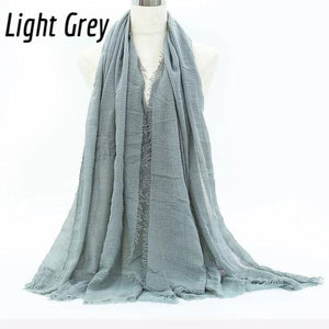 Shop Buy Best Beautiful Islamic Muslimah Style Crinkle Cotton Light Grey Hijab Fashion Shawl Online Store For Muslim Women