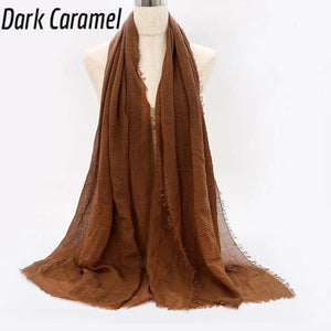 Shop Buy Best Beautiful Islamic Muslimah Style Crinkle Cotton Dark Caramel Hijab Fashion Shawl Online Store For Muslim Women